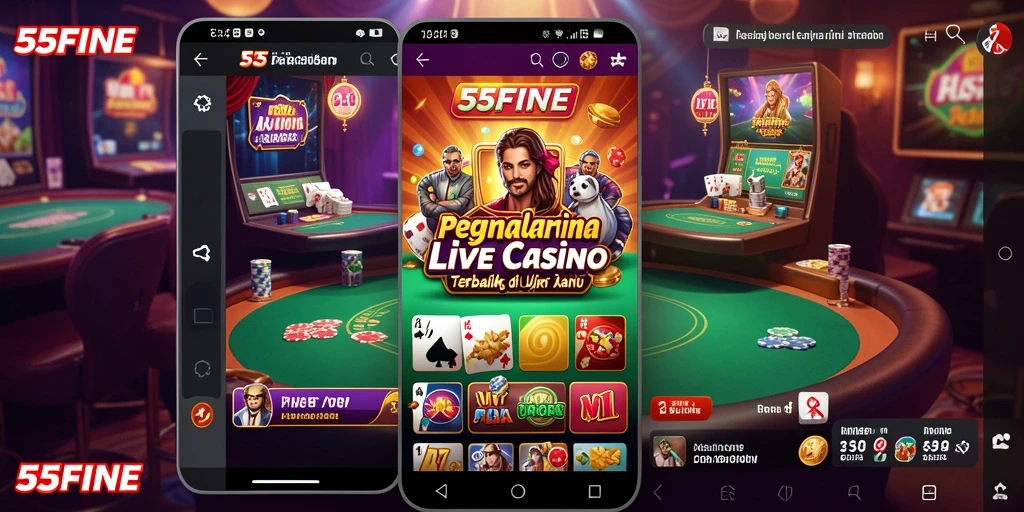 Tampilan gameplay Live Casino yang menarik dan interaktif di 55FIVE.
