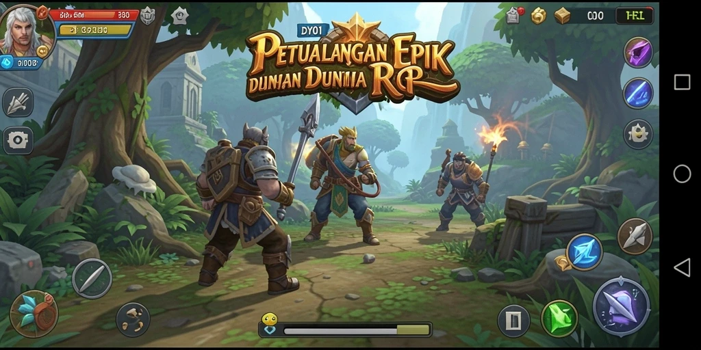 Tangkapan layar utama DY01 menampilkan aksi seru dalam pertarungan RPG.