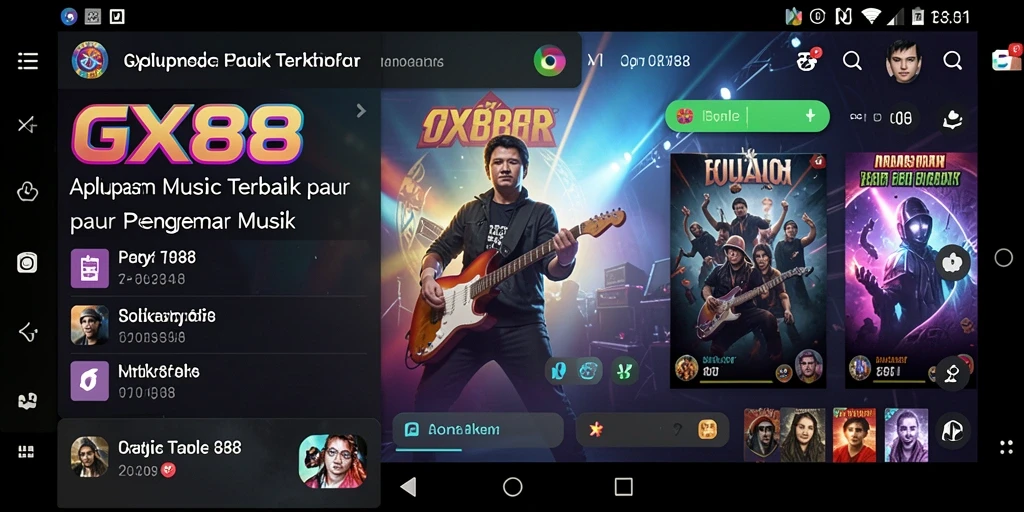 Tampilan pengguna GX88 dengan fitur karaoke yang interaktif dan menyenangkan.