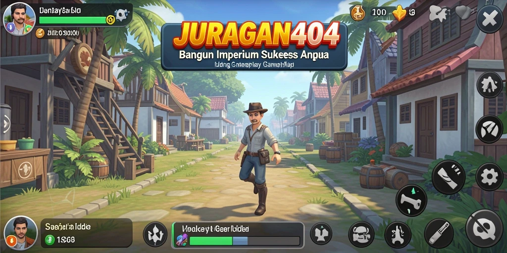 Screenshot utama JURAGAN404 menampilkan gameplay santai yang menarik.