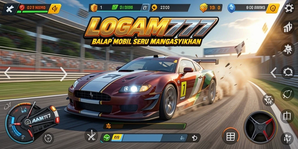 Tampilan menarik dari gameplay Racing LOGAM777 yang seru dan menantang.
