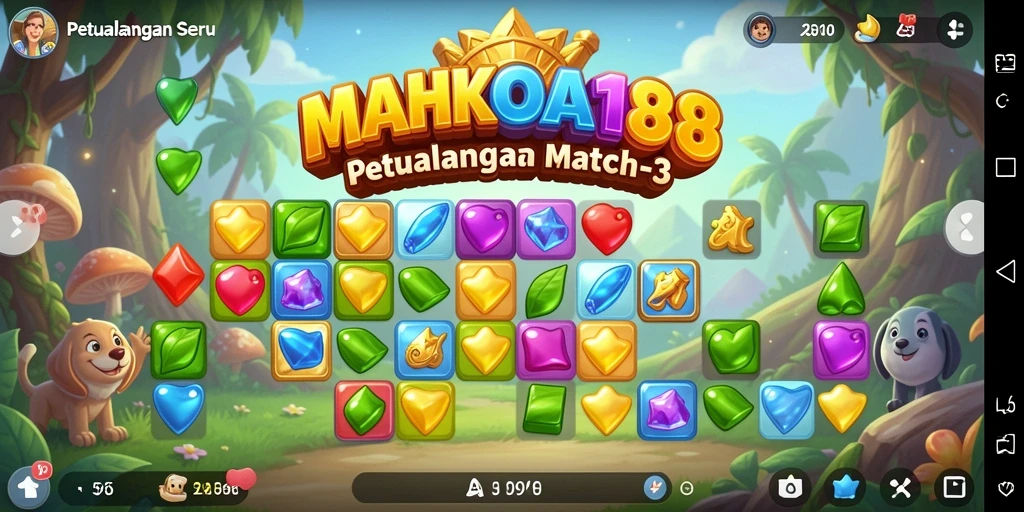 Tampilan gameplay seru MAHKOTA188 dengan fitur match-3 yang menyenangkan.