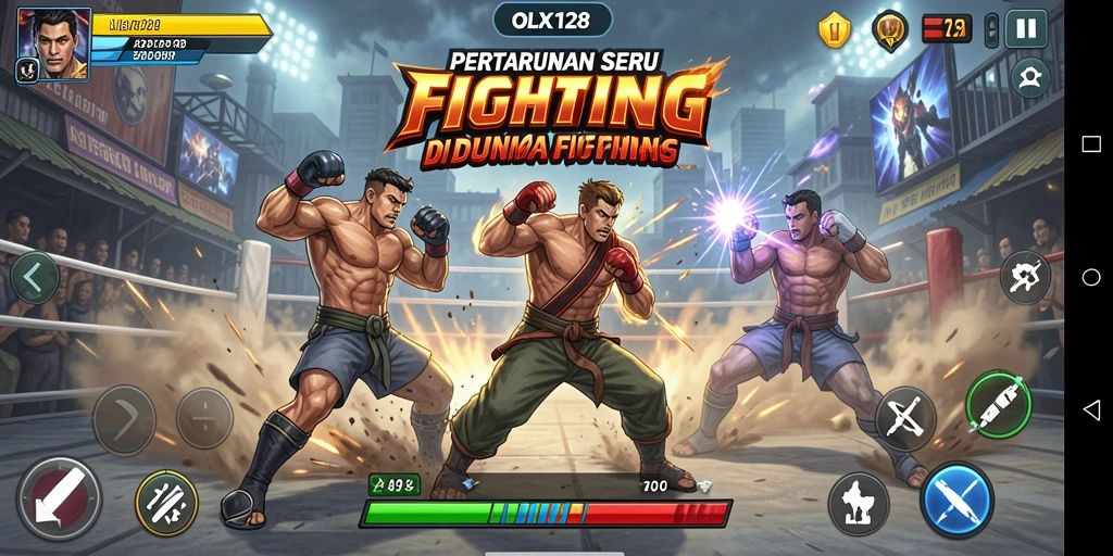 Tampilan layar gameplay pertarungan seru di OLX128.