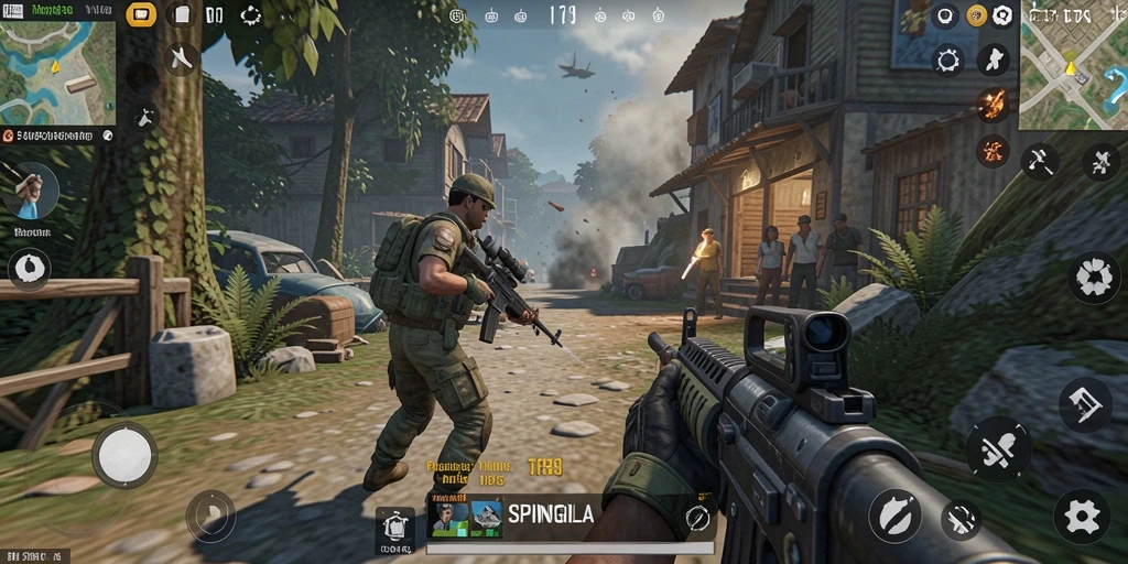Gameplay SPINGILA yang mengasyikkan dalam pertempuran TPS.