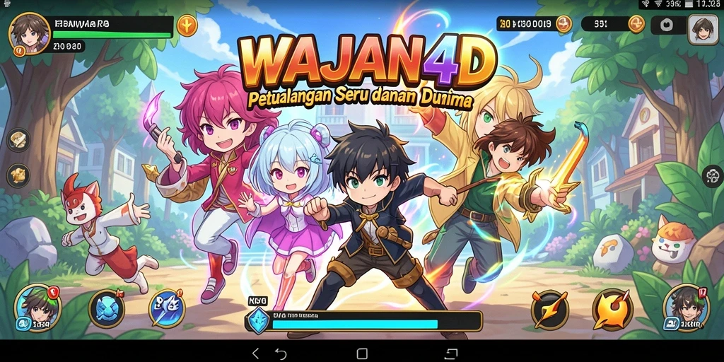 Screenshot utama WAJAN4D menampilkan pertarungan seru dalam dunia anime.