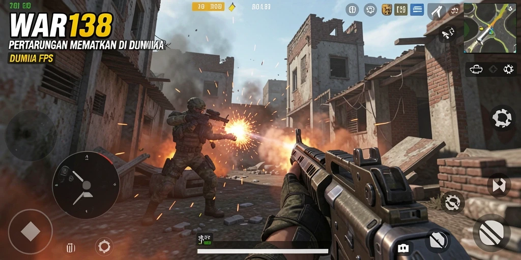 Screenshot menunjukkan intensitas aksi pertempuran di WAR138.